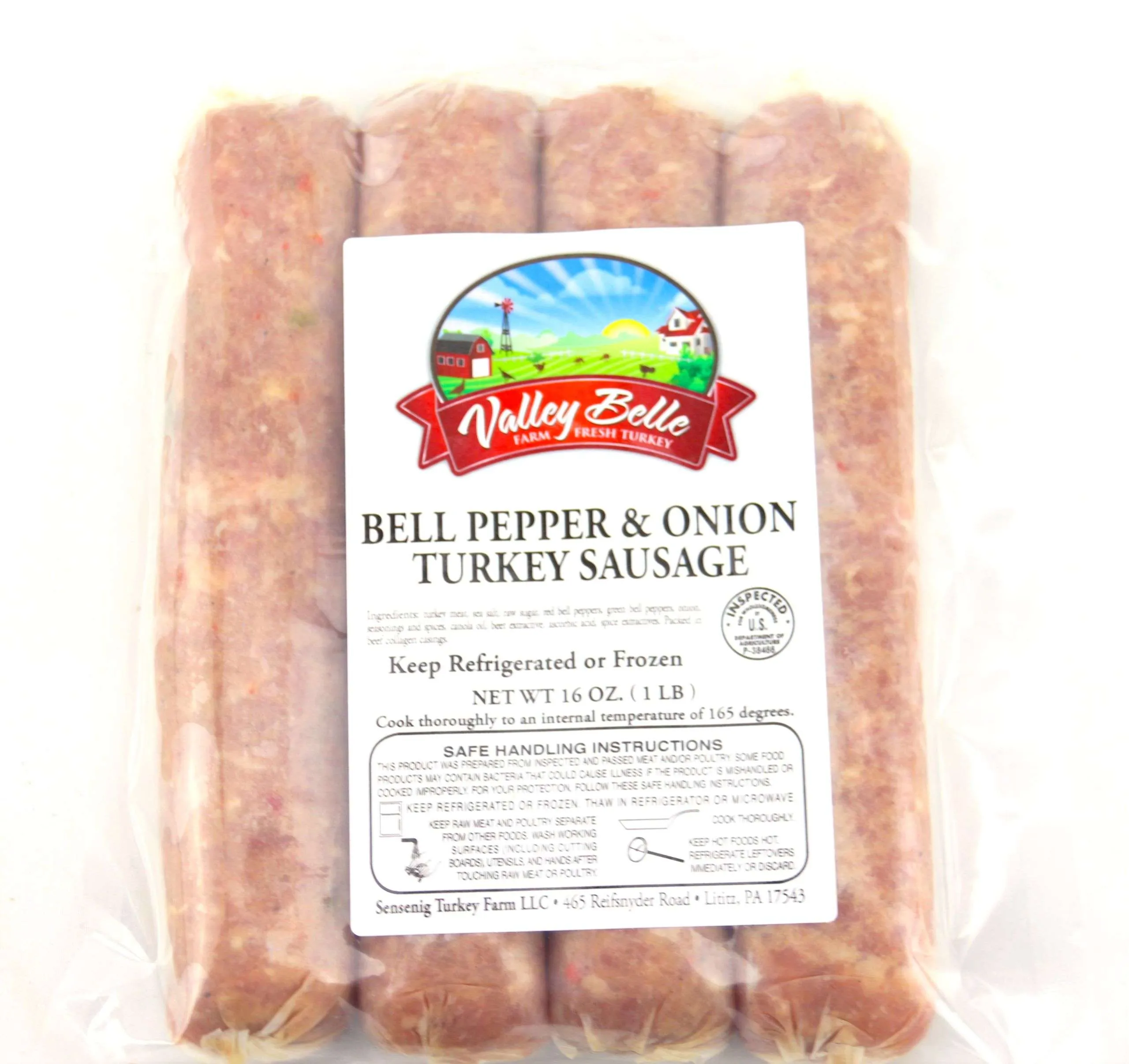 Bell Pepper & Onion Turkey Sausage 4 oz. Grillers