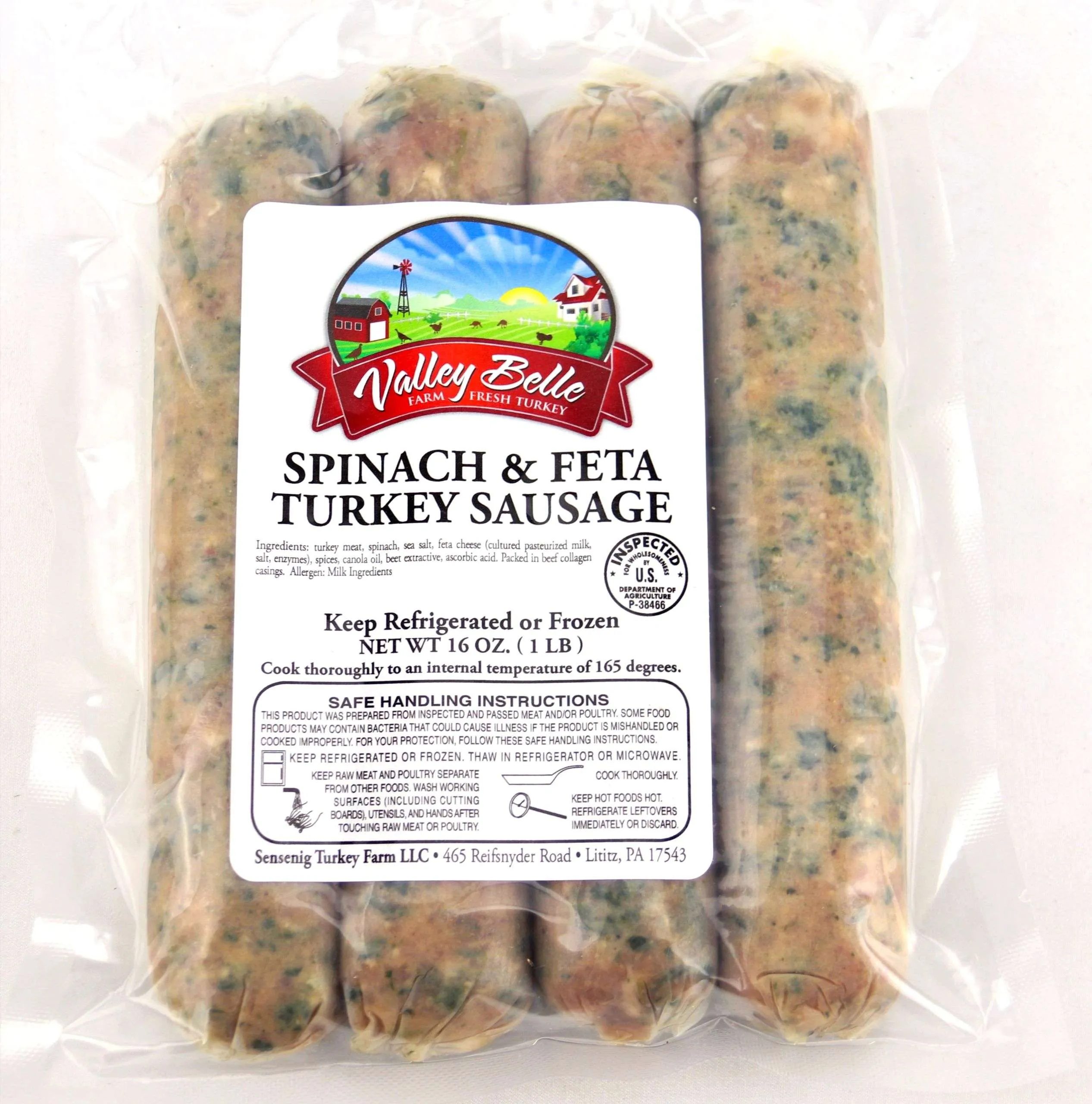 Spinach & Feta Turkey Sausage 4 oz. Grillers