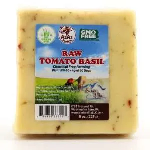 Raw Tomato Basil Cow Cheese | From 100% Grass Fed A2/A2 Milk | 8 oz