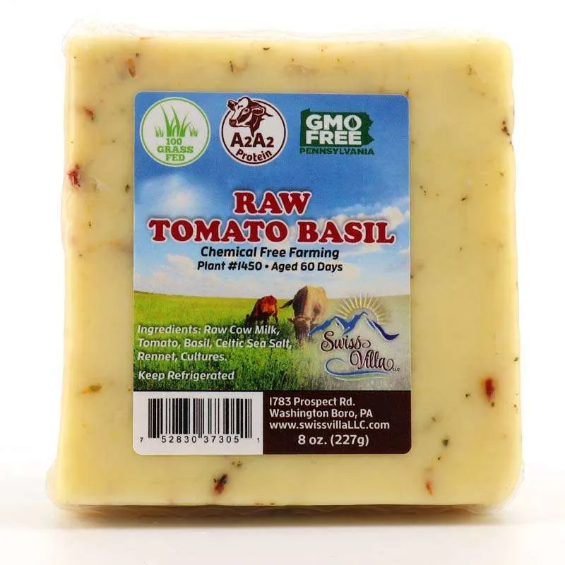 Raw Tomato Basil Cow Cheese | From 100% Grass Fed A2/A2 Milk