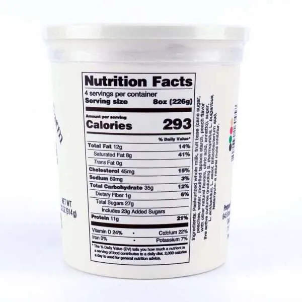 Peach Yogurt | From Grass Fed Jersey Whole Milk | 32 oz - Image 3