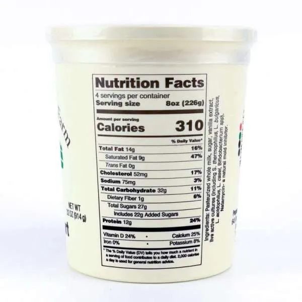 Vanilla Yogurt | From Grass Fed Jersey Whole Milk | 32 oz - Image 3