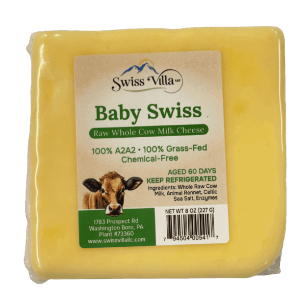 100% Grass Fed A2/A2 Raw Baby Swiss Cheese