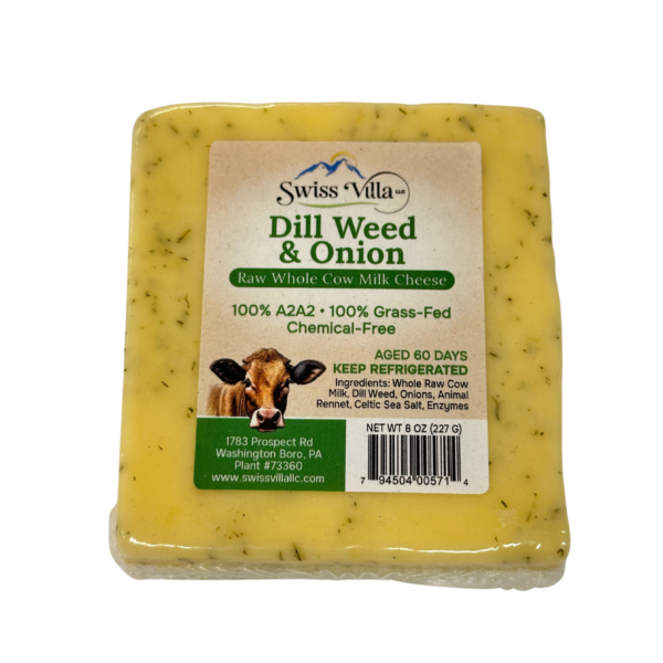 100% Grass Fed A2/A2 Raw Dill Weed and Onion Cheddar Cheese | 8 oz