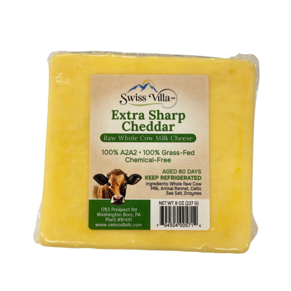 100% Grass Fed A2/A2 Raw Extra Sharp Cheddar Cheese | 8 oz