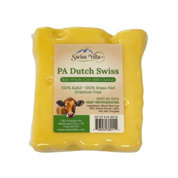 100% Grass Fed A2/A2 Raw PA Dutch Swiss Cow Cheese | 8 oz