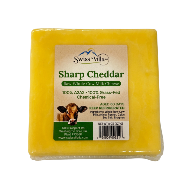 100% Grass Fed A2/A2 Raw Sharp Cheddar Cheese | 8 oz