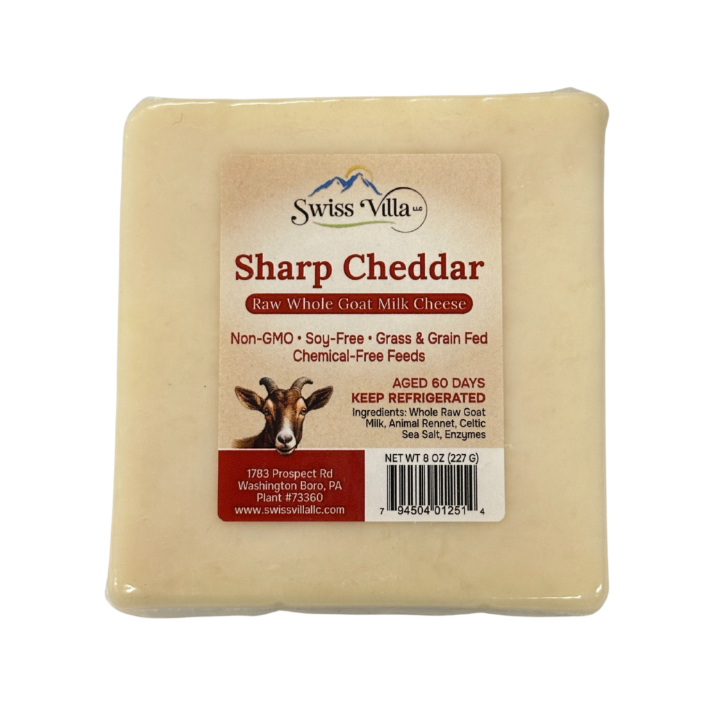 Grass Fed Raw Sharp Cheddar Goat Cheese | 8 oz