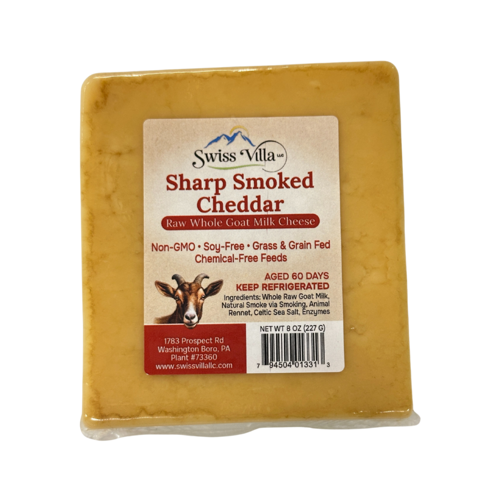 Grass Fed Raw Smoked Sharp Goat Cheddar Cheese | 8 oz