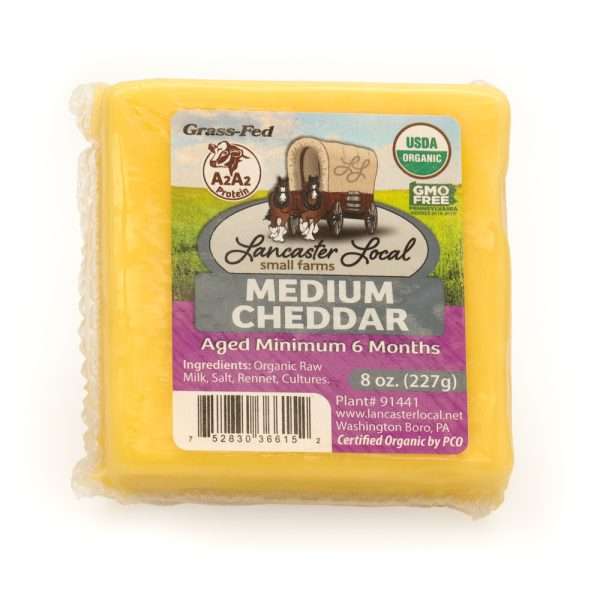 Lancaster Local Organic Medium Cheddar Cheese 8 oz.