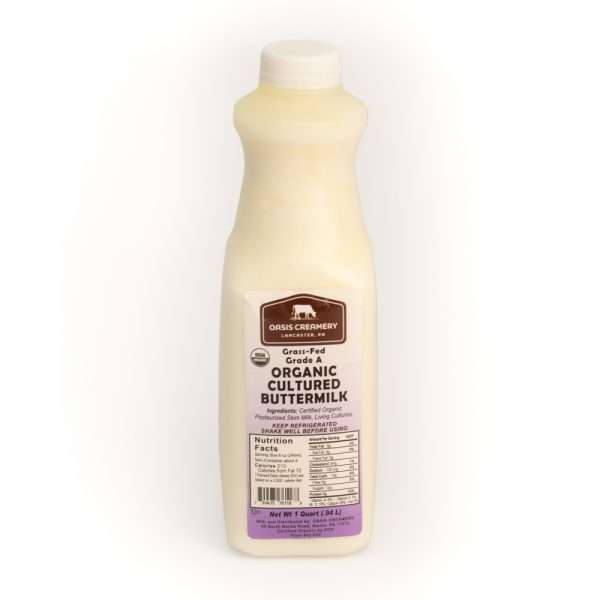 Oasis Non Fat Organic Cultured Buttermilk | From 100% Grass Fed Milk | 1 Quart