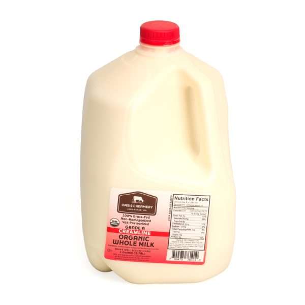 Oasis Cream Line Organic Whole Milk | From 100% Grass Fed Milk Non-Homogenized | 1 Gallon