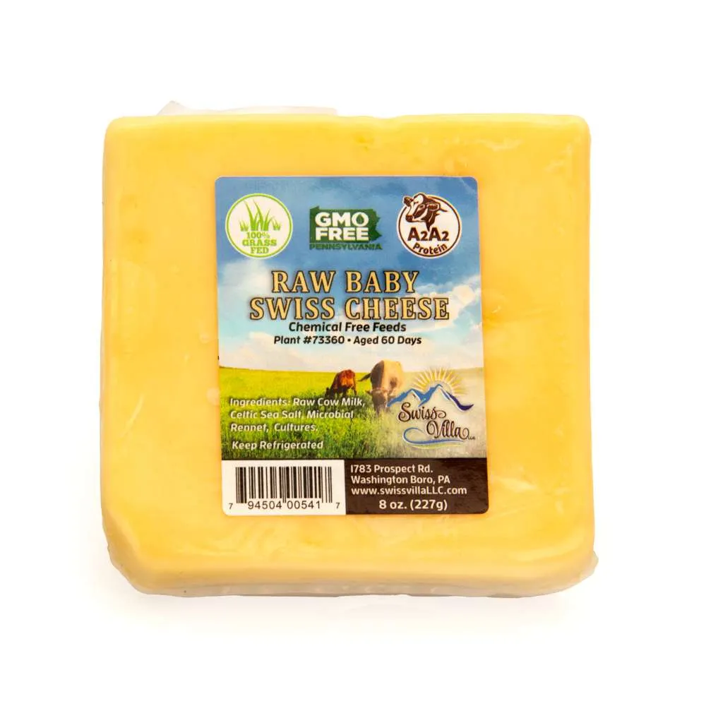 100% Grass Fed A2/A2 Raw Baby Swiss Cheese | 8 oz