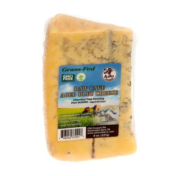 Raw Bleu Cow Cheese | From 100% Grass Fed A2/A2 Milk | 8 oz