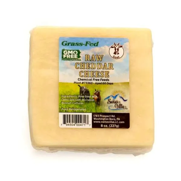 Raw Cheddar Goat Cheese | From Grass Fed Milk | 8 oz