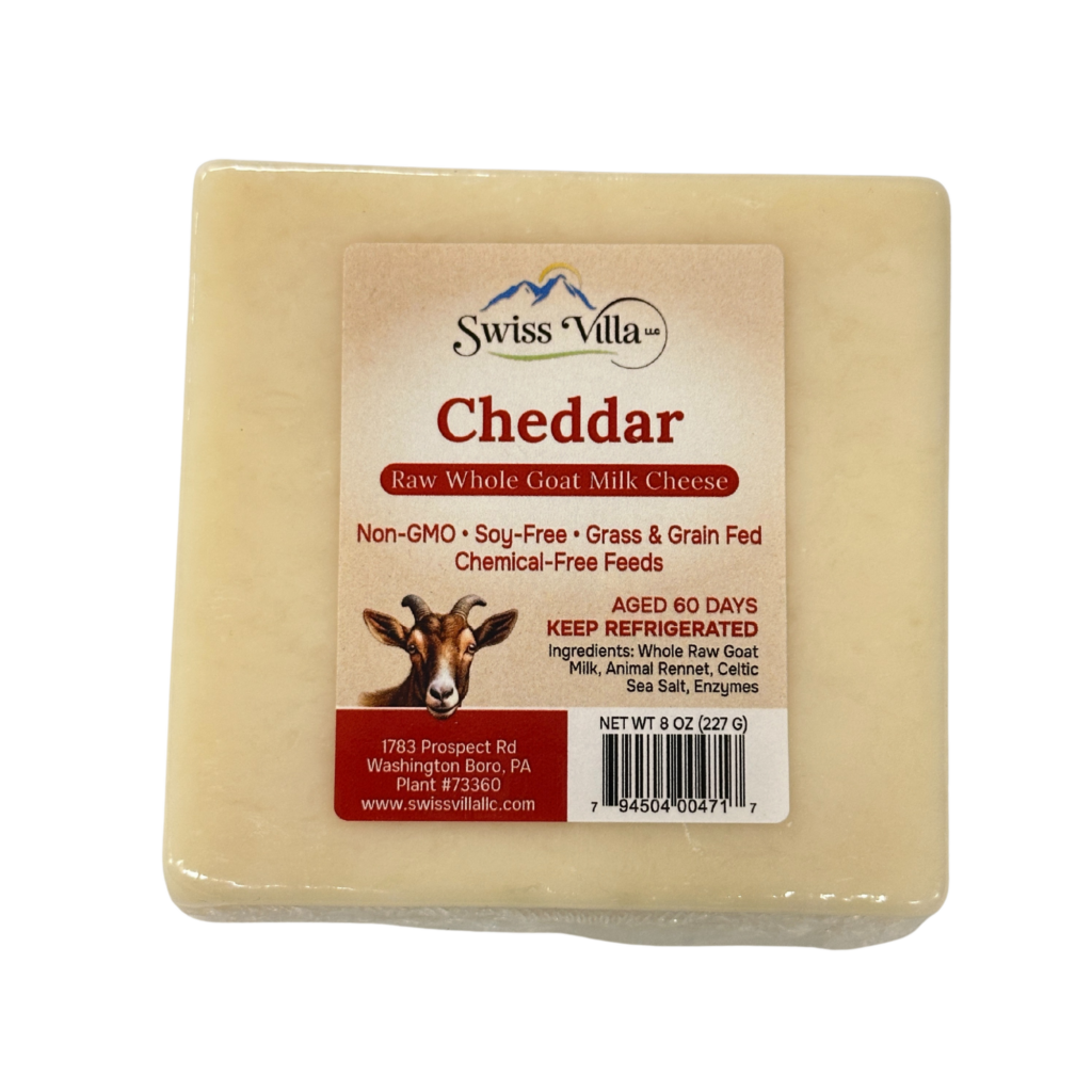 Raw Cheddar Goat Cheese | From Grass Fed Milk | 8 oz