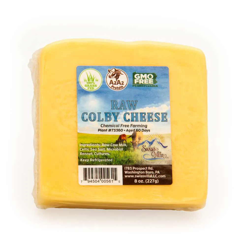 100% Grass Fed A2/A2 Raw Colby Cheese | 8 oz