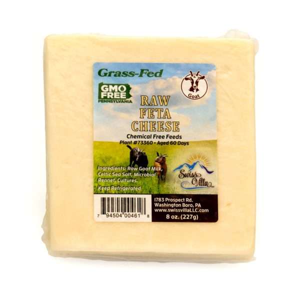 Raw Feta Goat Cheese | From Grass Fed Milk | 8 oz