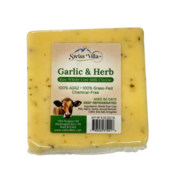 Raw Garlic & Herb Cheddar Cow Cheese | From 100% Grass Fed A2/A2 Milk