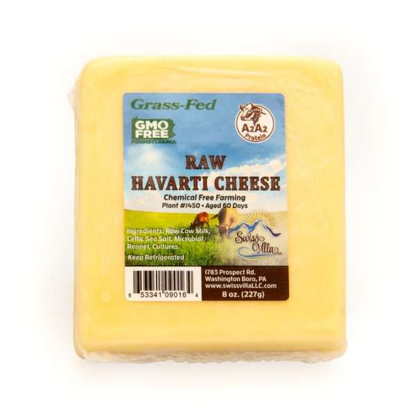 Raw Havarti Cow Cheese | From 100% Grass Fed A2/A2 Milk | 8 oz