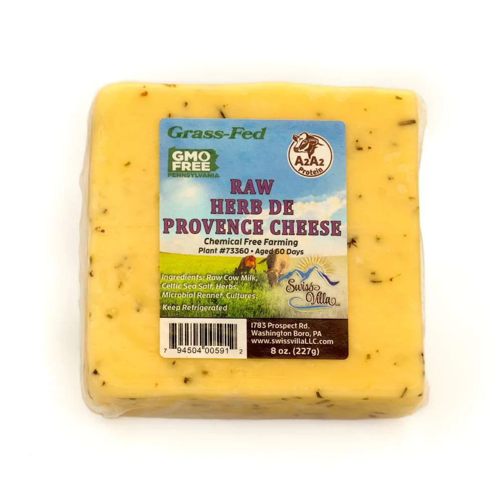 Raw Herb de Provence Cheddar Cow Cheese | From 100% Grass Fed A2/A2 Milk | 8 oz