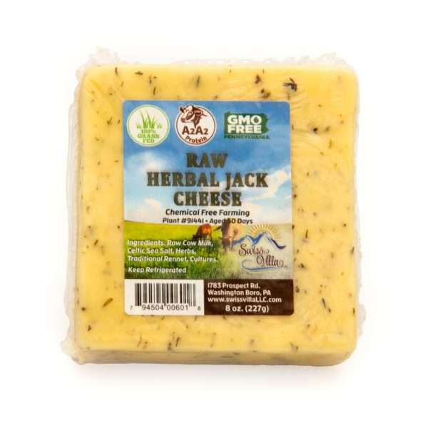 Raw Herbal Jack Cow Cheese | From 100% Grass Fed A2/A2 Milk | 8 oz