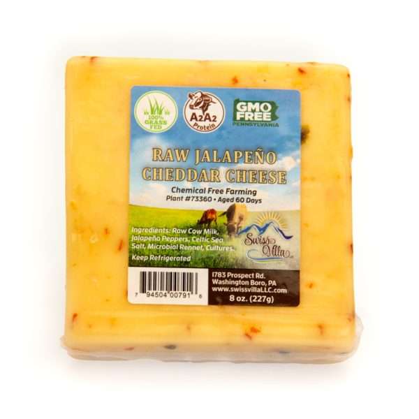 Raw Jalapeno Cheddar Cow Cheese | From 100% Grass Fed A2/A2 Milk | 8 oz