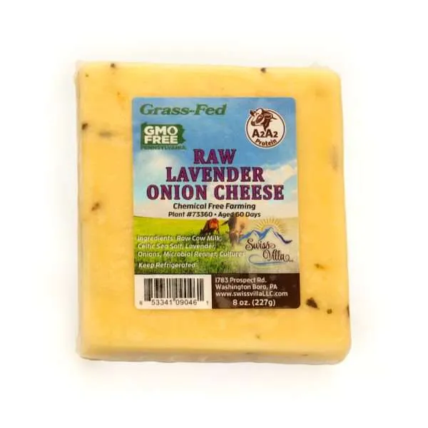 Raw Lavender Onion Cow Cheese | From 100% Grass Fed A2/A2 Milk | 8 oz