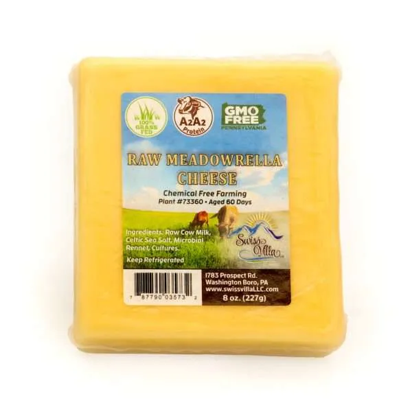 8 oz Raw Meadowrella Cow Cheese | From 100% Grass Fed A2/A2 Milk | 8 oz