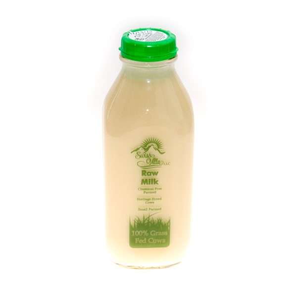 1 Quart Glass 100% Grass Fed Raw Whole Cow Milk