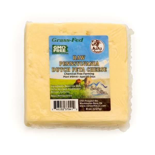 Raw PA Dutch Feta Cow Cheese | From 100% Grass Fed A2/A2 Milk | 8 oz