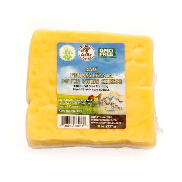 Raw PA Dutch Swiss Cow Cheese | From 100% Grass Fed A2/A2 Milk | 8 oz