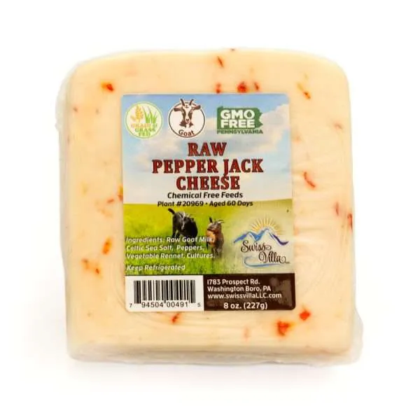 Raw Pepper Jack Goat Cheese | From Grass Fed Milk | 8 oz