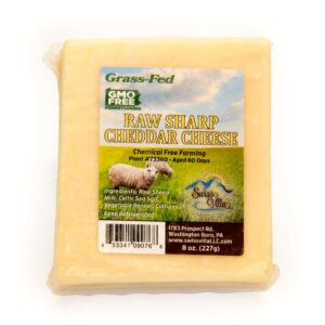 Raw Sharp Cheddar Sheep Cheese | From Grass Fed Milk | 8 oz