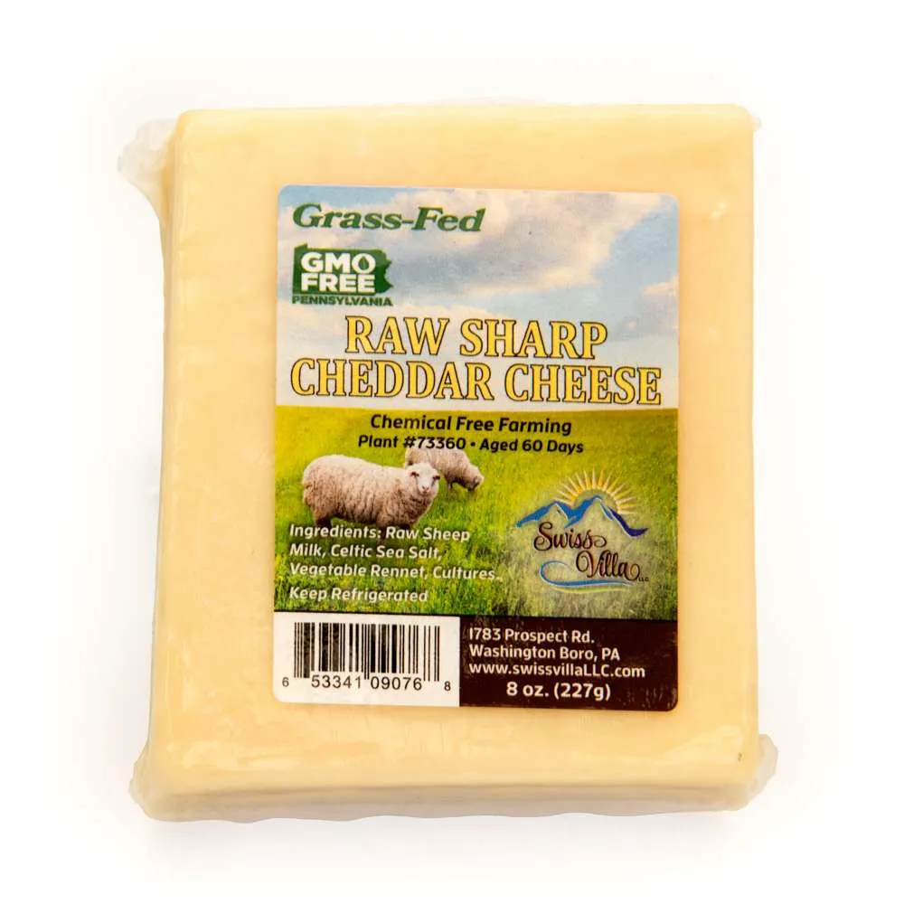 Raw Sharp Sheep Cheddar Cheese | From Grass Fed Milk | 8 oz