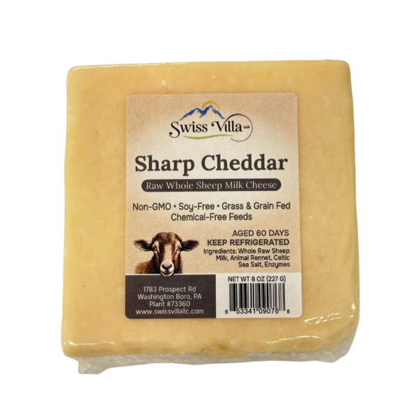Raw Sharp Sheep Cheddar Cheese | From Grass Fed Milk | 8 oz