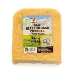 Grass Fed Raw Smoked Sharp Goat Cheddar Cheese | 8 oz