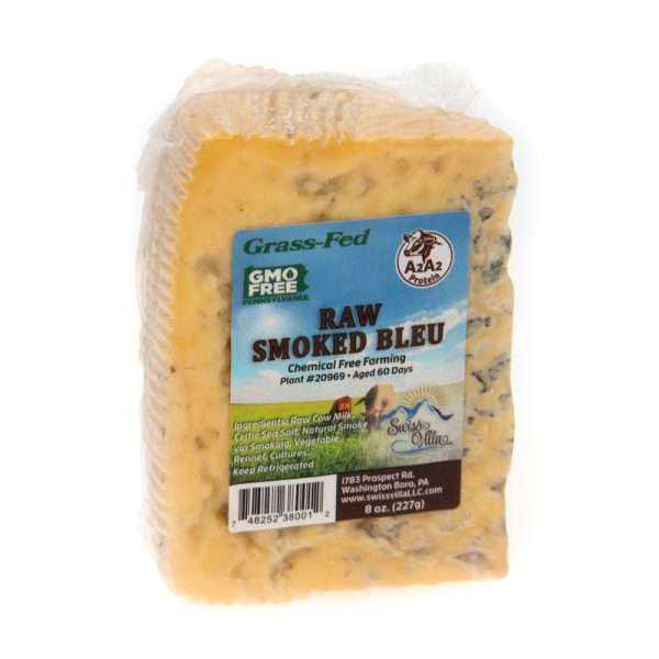 Raw Wood Smoked Bleu Cow Cheese | From 100% Grass Fed A2/A2 Milk | 8 oz