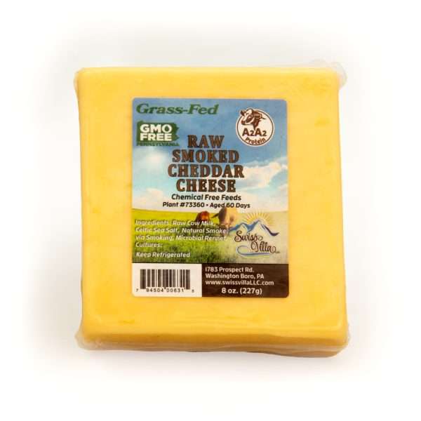 Raw Smoked Cheddar Cow Cheese | From 100% Grass Fed A2/A2 Milk | 8 oz