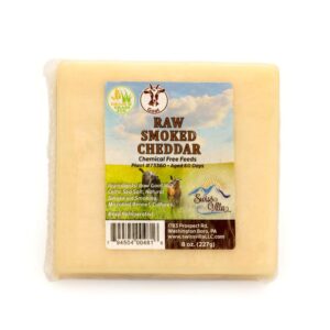 Raw Smoked Cheddar Goat Cheese  | From Grass Fed Milk | 8 oz