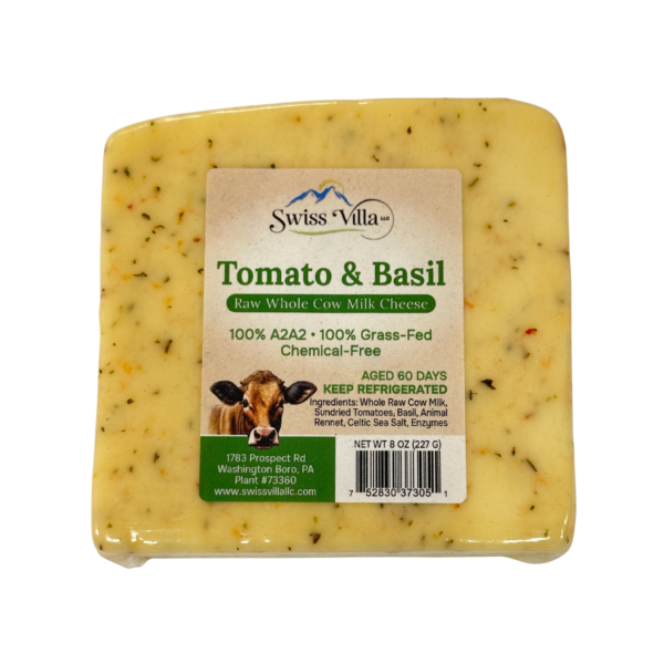 Raw Tomato Basil Cow Cheese | From 100% Grass Fed A2/A2 Milk