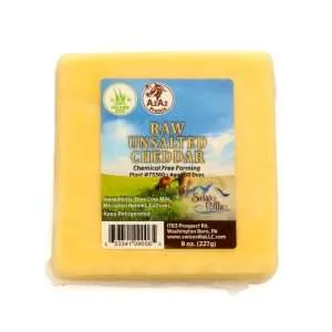 100% Grass Fed A2/A2 Milk Raw Unsalted Cheddar Cow Cheese | 8 oz