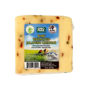 Raw Unsalted Jalapeno Cheddar Cheese | From 100% Grass Fed A2/A2 Milk | 8 oz
