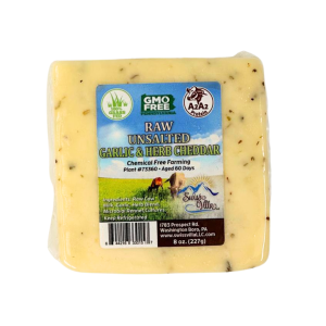 Raw Unsalted Garlic And Herb Cheddar Cow Cheese | 100% Grass Fed | 8 oz