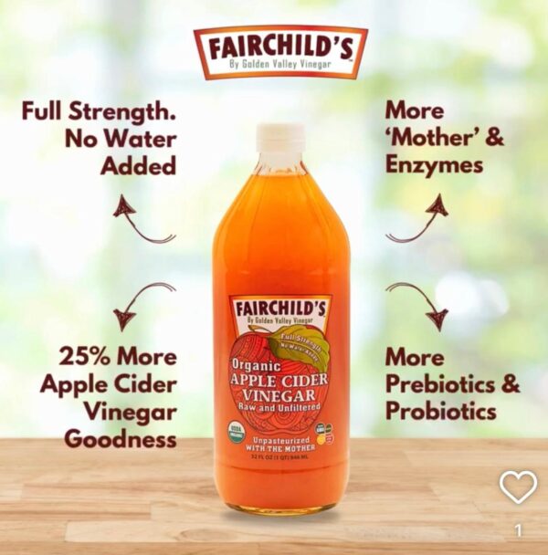 Fairchild's Raw Organic Apple Cider Vinegar | Unfiltered With Mother - Image 2